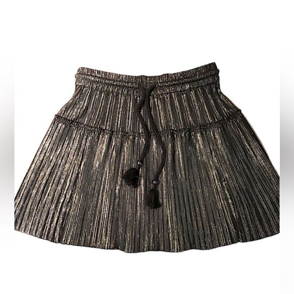 A.L.C. NWT Carter Pleated Mini Skirt Black Gold Silver Size 6 - Picture 12 of 16